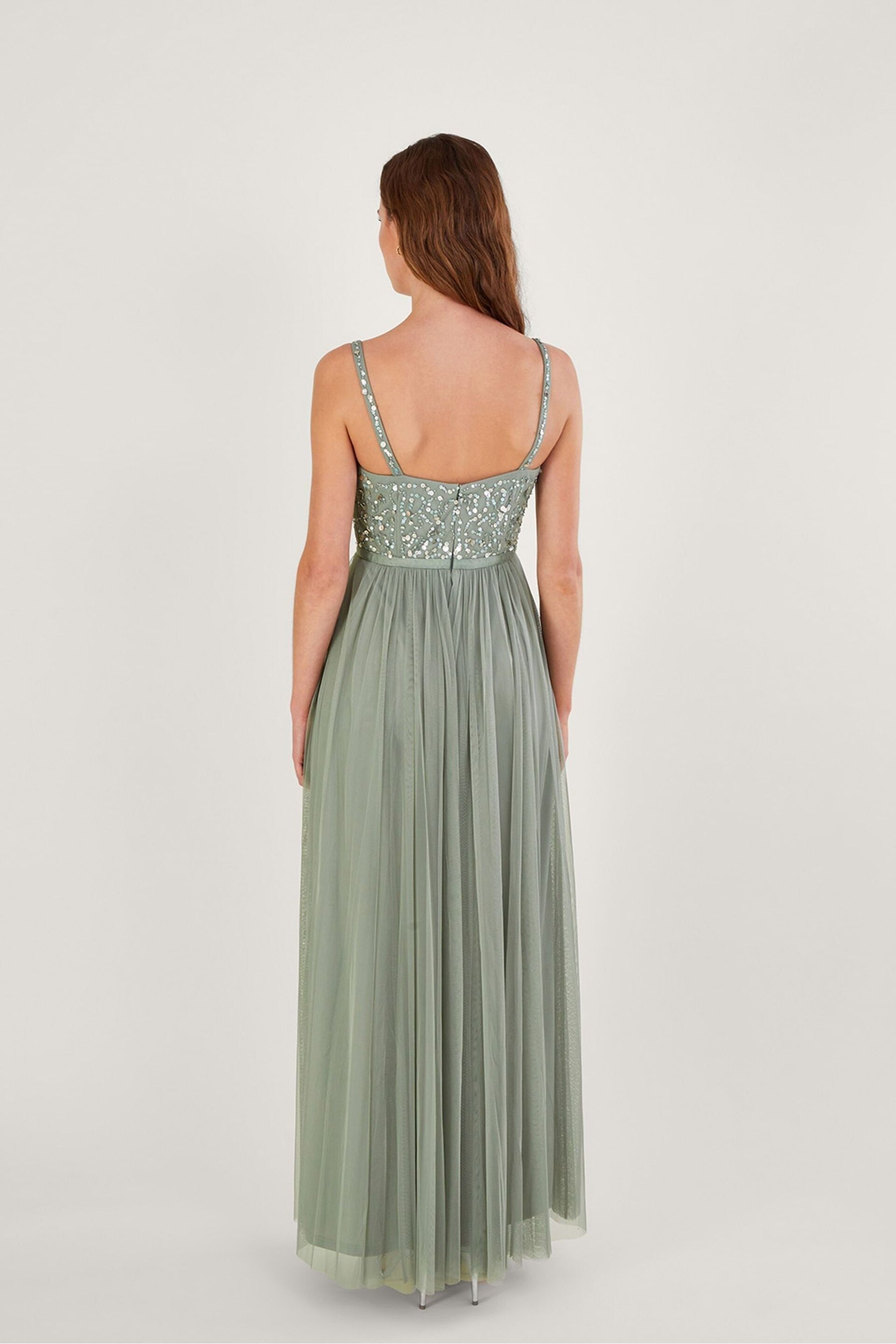 Monsoon Green Autumn Sustainable Embellished Maxi Dress - Image 2 of 4