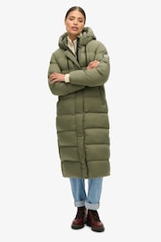 Superdry Dusty Olive Green Grid Ripstop Longline Puffer Jacket - Image 1 of 8