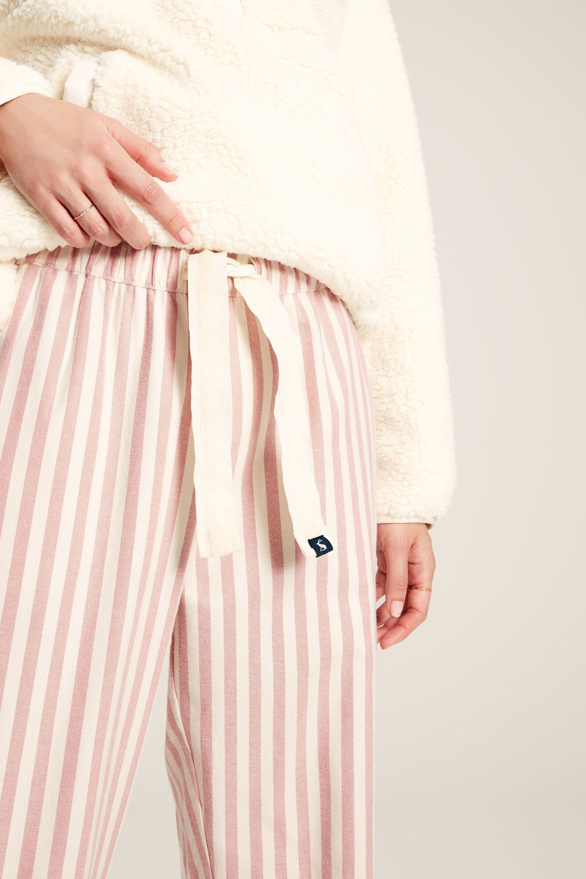 Joules Stella Pink Striped Cotton Pyjama Bottoms - Image 4 of 7