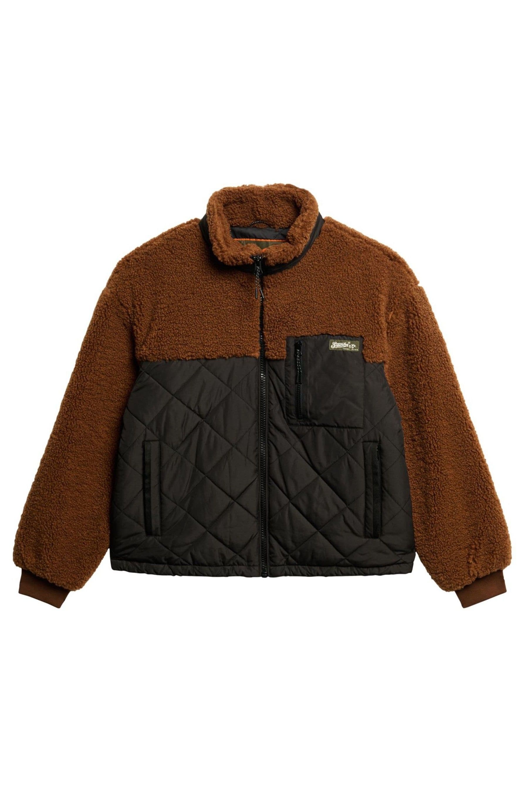 Superdry Bison Brown Workwear Fleece Hybrid Jacket 6 Womens