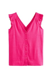 Pink Linen Blend Ruffle Sleeve Top - Image 5 of 6