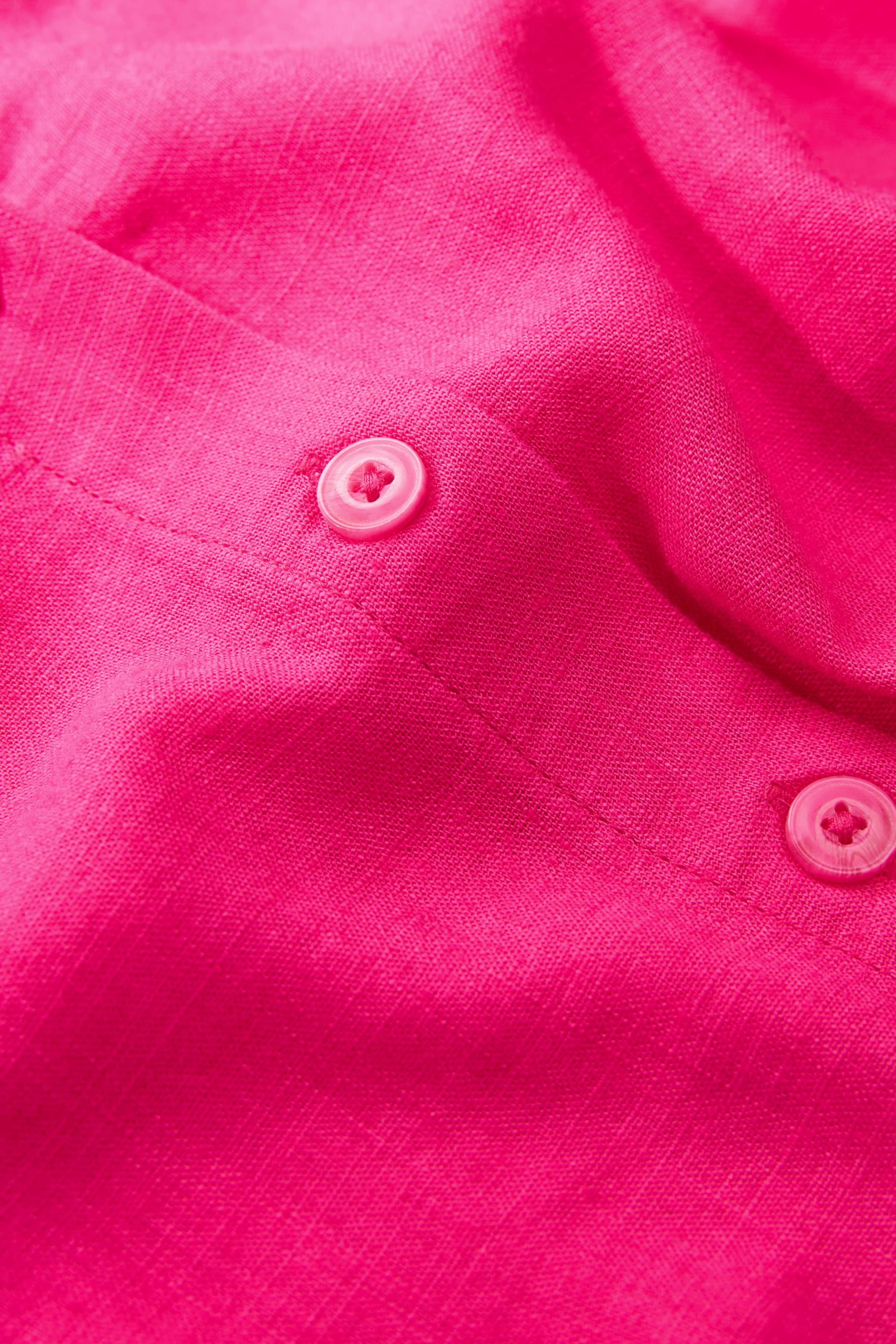 Pink Linen Blend Ruffle Sleeve Top - Image 6 of 6