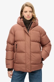 Superdry Nutmeg Spice Brown Hooded 5 Baffle Sports Puffer Jacket - Image 2 of 7