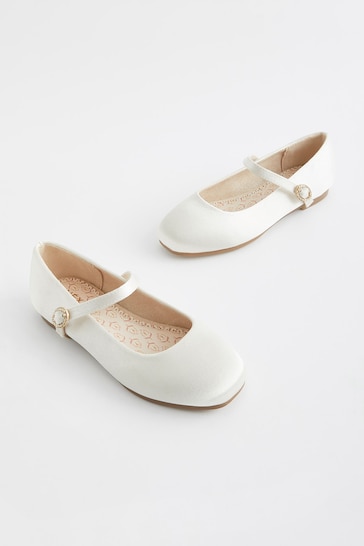 Ivory Satin Stain Resistant Bridesmaid Standard Fit (F) Mary Jane Occasion Shoes