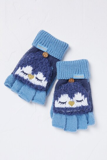 Fat Face Blue Pippa Penguin Gloves