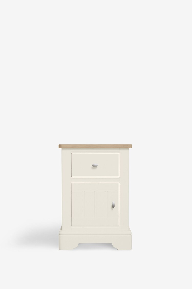 Chalk White Hampton Country Collection Luxe Painted Oak 1 Drawer Bedside Table - Image 2 of 10