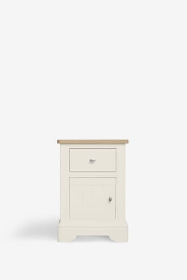 Chalk White Hampton Country Collection Luxe Painted Oak 1 Drawer Bedside Table
