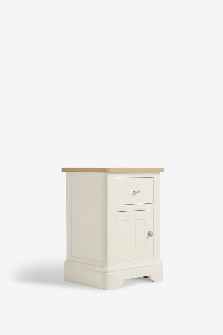 Chalk White Hampton Country Collection Luxe Painted Oak 1 Drawer Bedside Table - Image 3 of 10