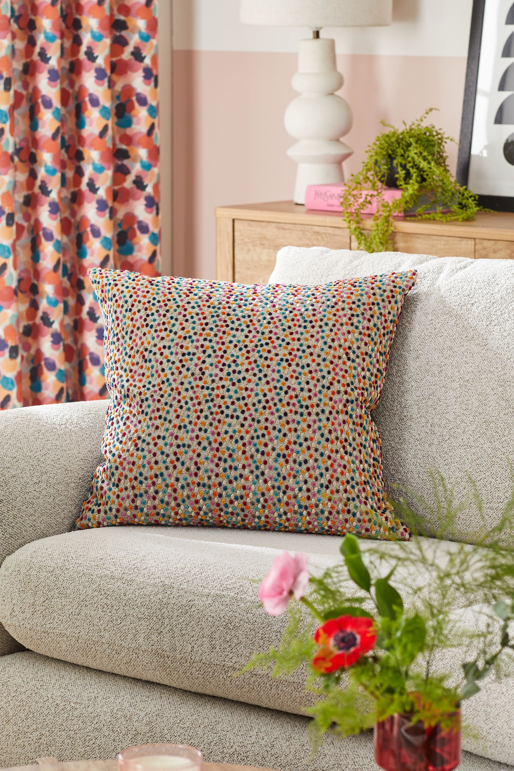 Buy Multi Cut Velvet Spot 59 x 59cm Cushion from Next Luxembourg
