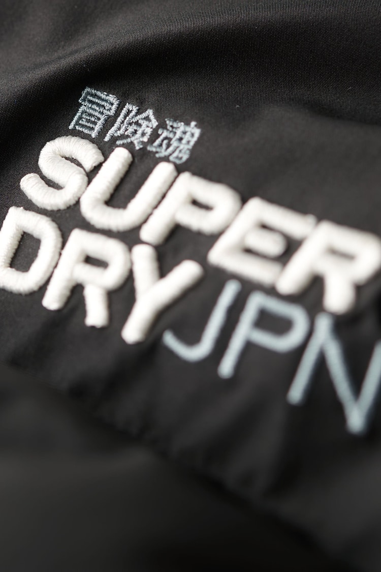 Superdry Black Hooded 5 Baffle Sports Puffer Jacket - Image 9 of 9