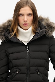 Superdry Black Fuji Faux Fur Hood Padded Jacket - Image 3 of 6