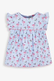 JoJo Maman Bébé Blue Flamingo Print Blouse - Image 1 of 2