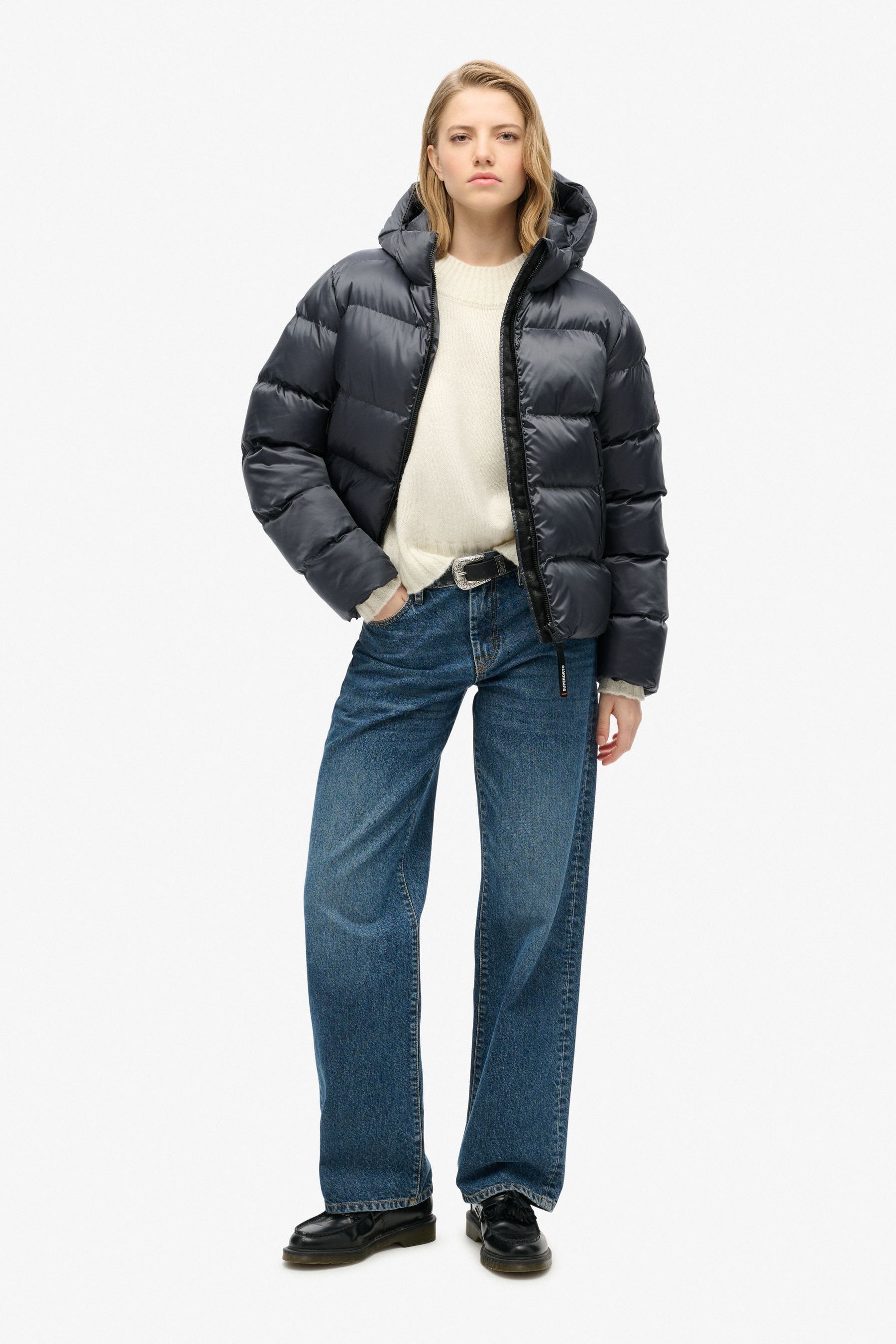Superdry Ebony Sheen Hooded Luxe Sports Puffer Jacket