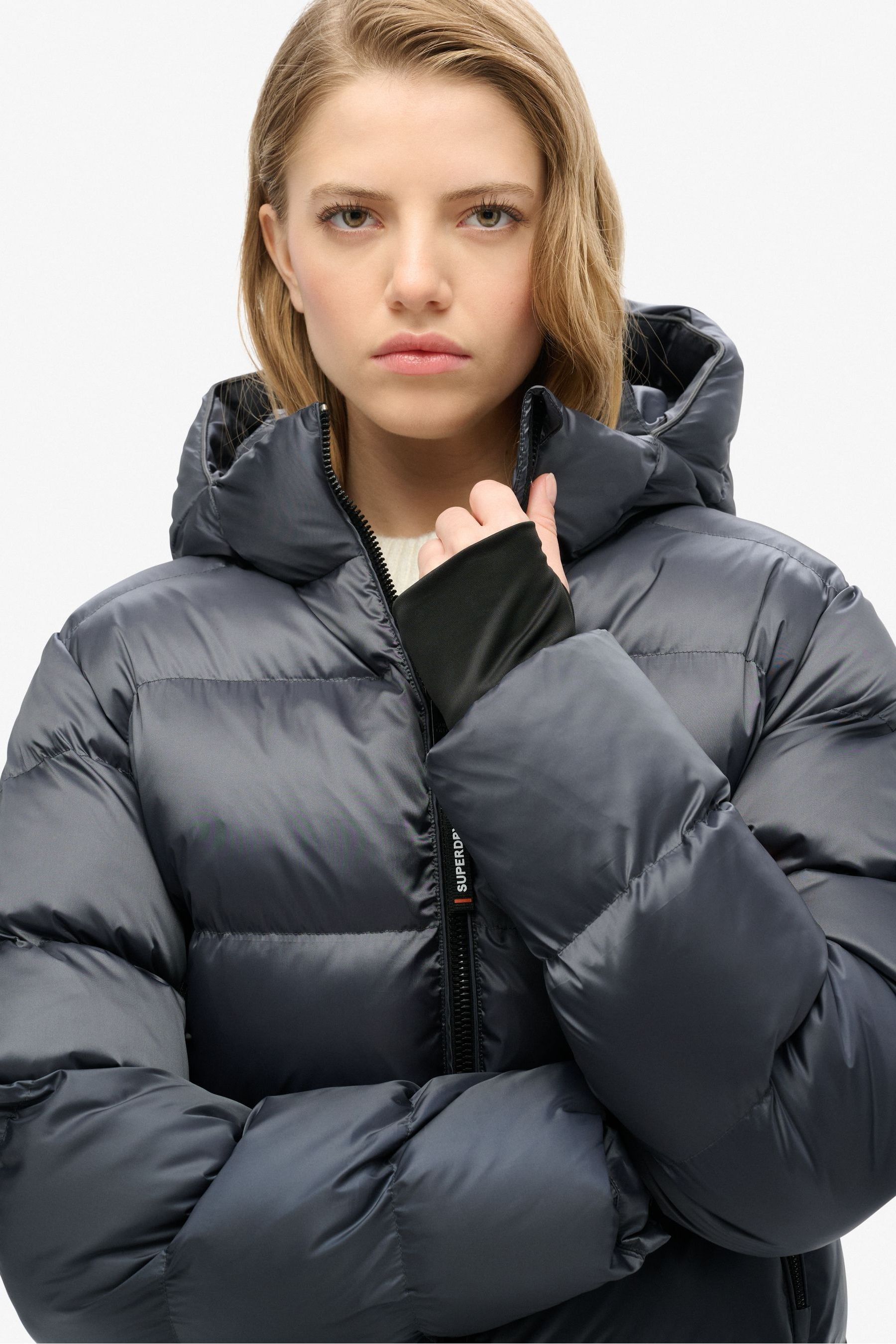 Superdry black puffer jacket women's cheap