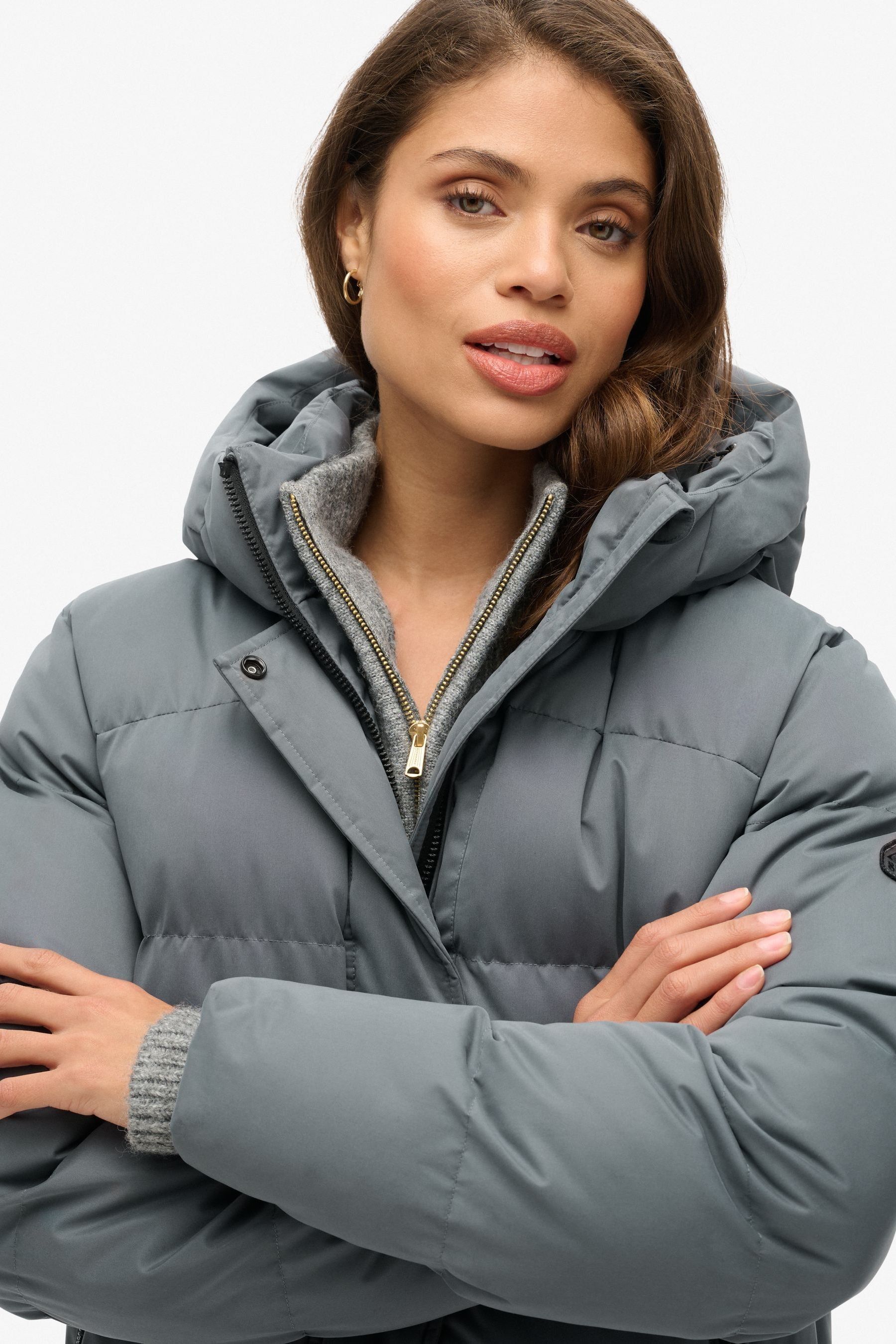 Buy Superdry Ebony Microfibre Longline Puffer Coats from Next Canada