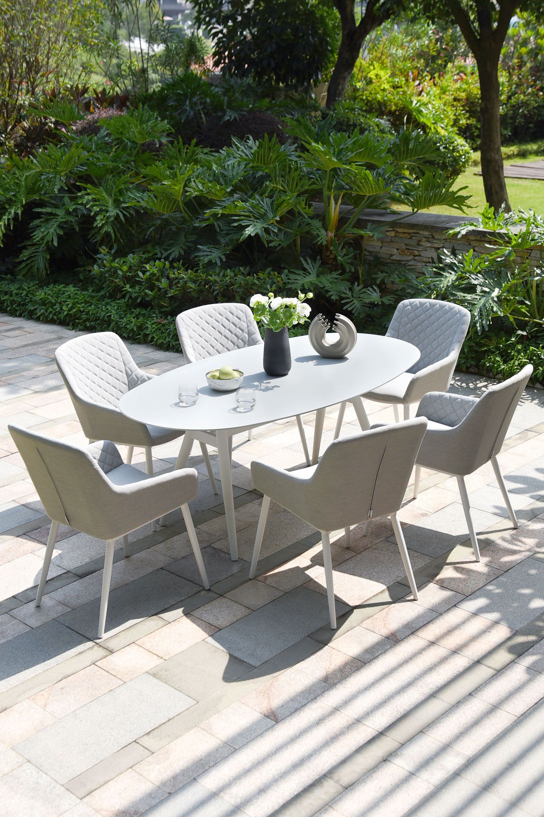 Buy Maze Rattan Grey Garden Zest 6 Seat Oval Dining Set from the Next UK online shop