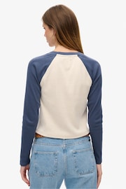 Superdry Blue Athletic Rib Slim Long Sleeve Top - Image 4 of 7