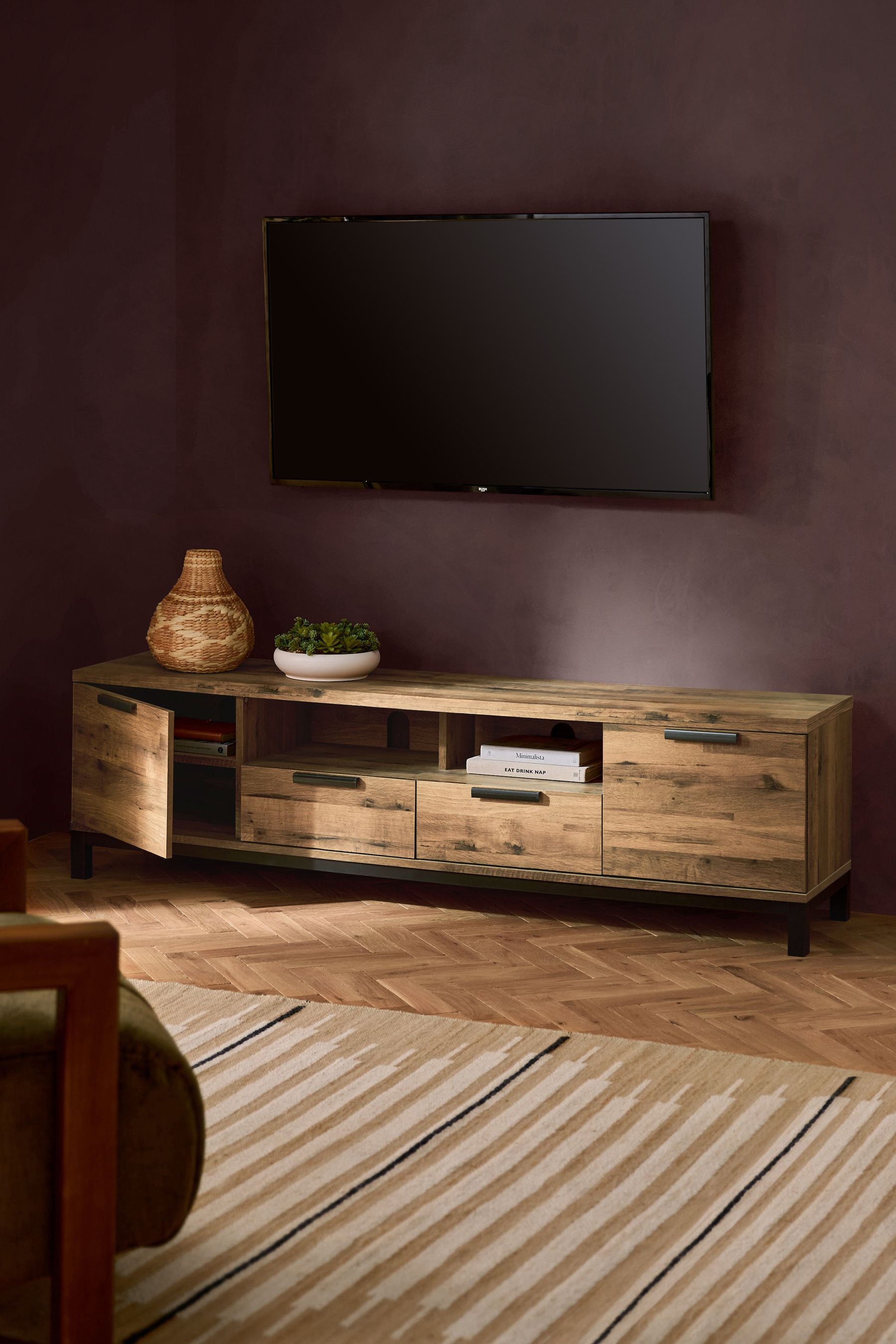 Dark Bronx Up to 80 inch Oak Effect TV Unit