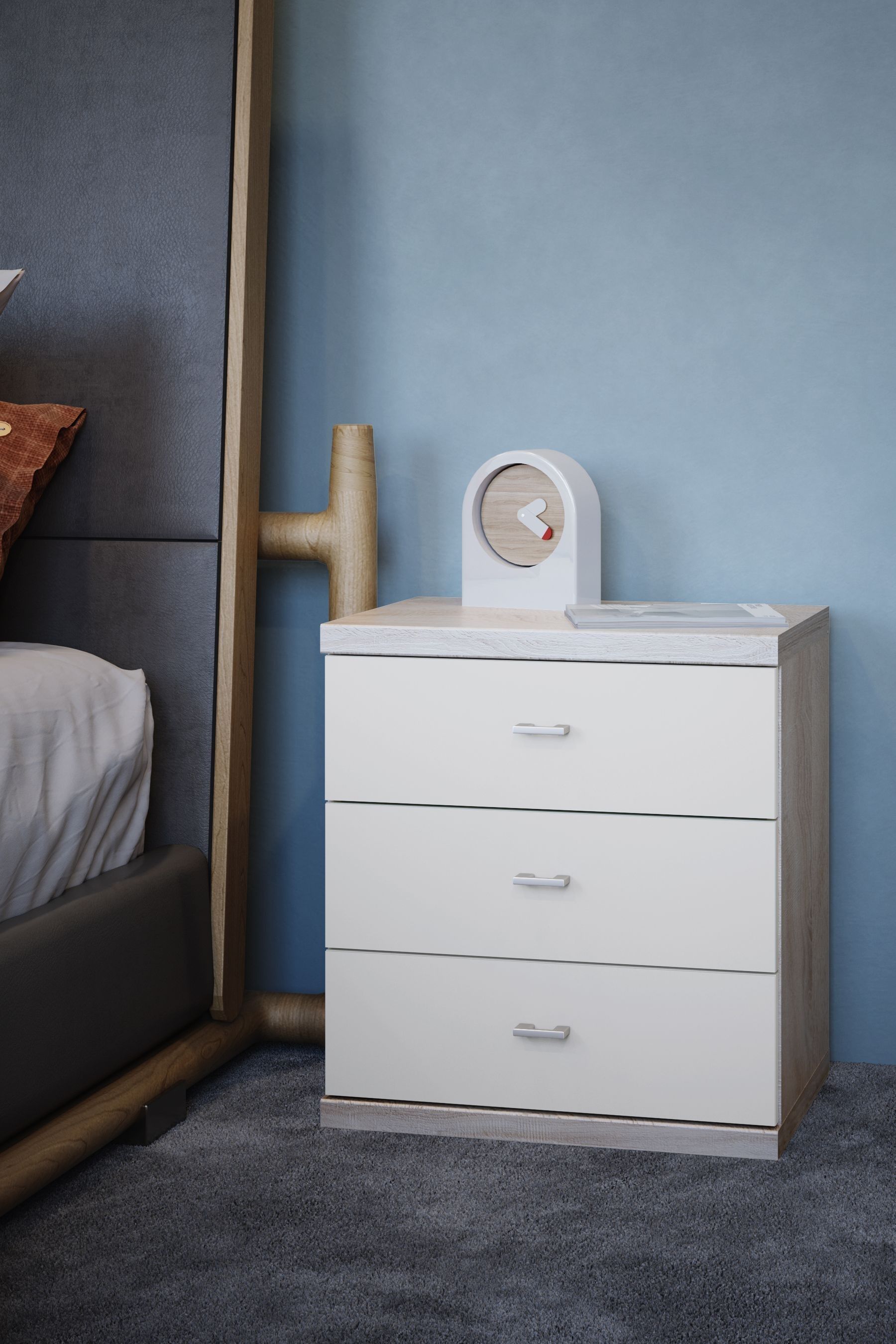 White rustic store bedside table
