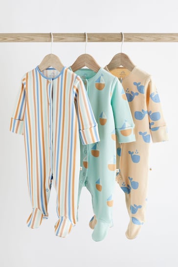Multi Stripe Baby Sleepsuits 3 Pack (0mths-3yrs)