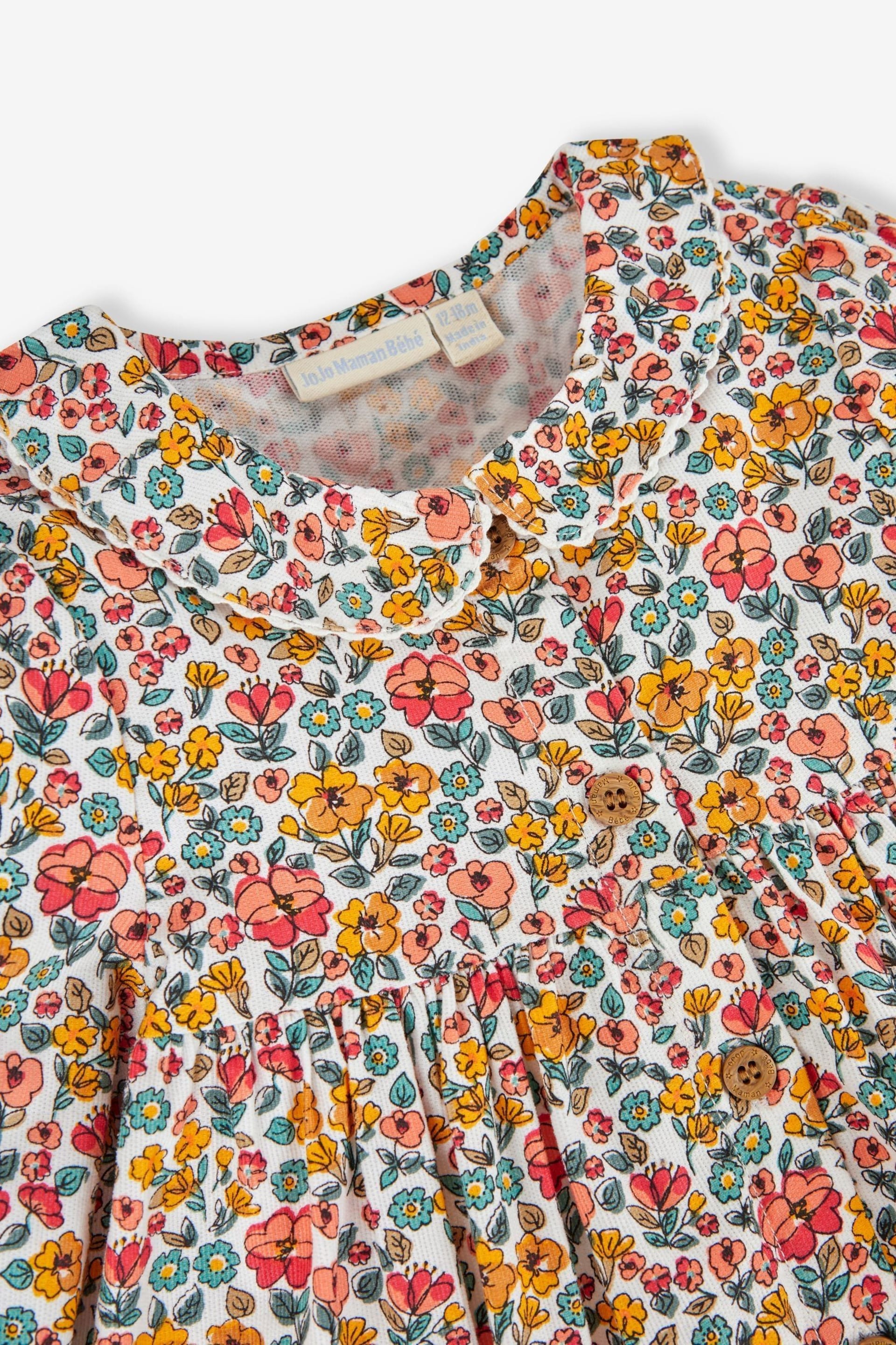 JoJo Maman Bébé Yellow Autumn Floral Classic Cord Shirt Dress - Image 6 of 6