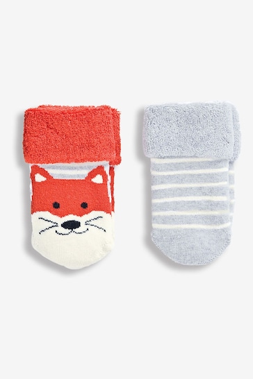 JoJo Maman Bébé Rust Orange Fox 2-Pack Baby Socks