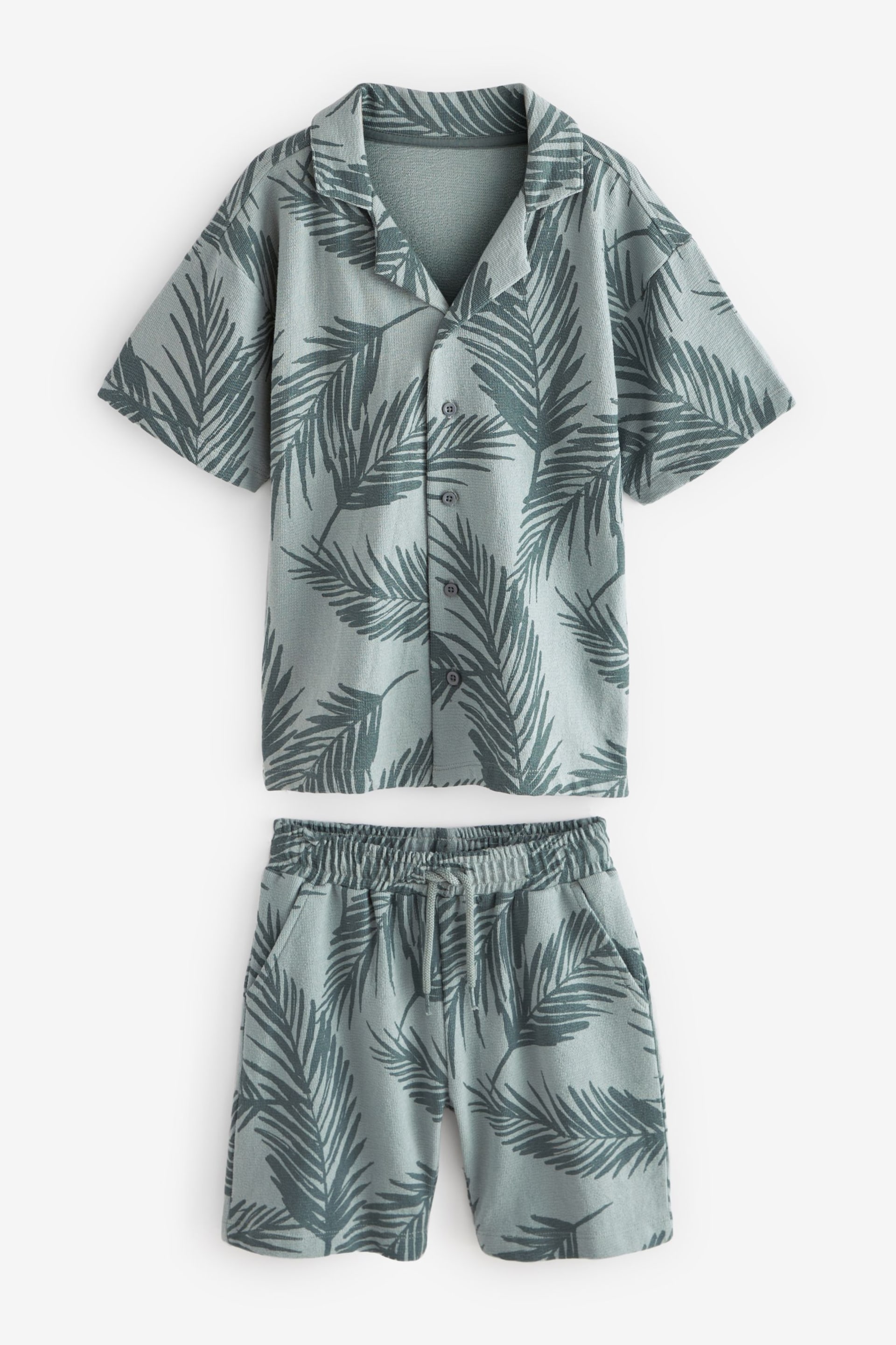 Blue Palm Jersey Shirt and Shorts Set (3-16yrs) - Image 1 of 3