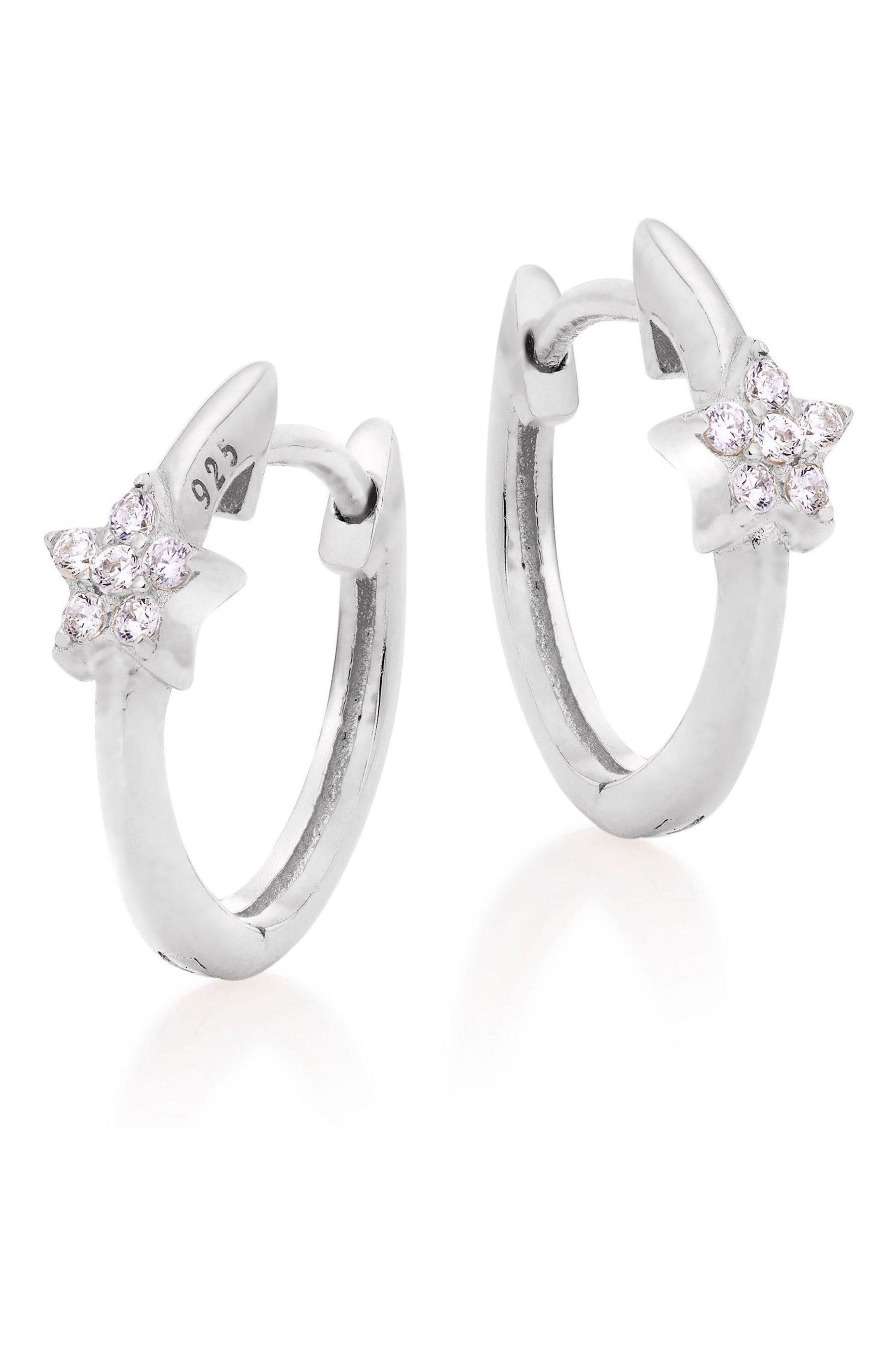 Buy Beaverbrooks Sterling Silver Cubic Zirconia Star Hoop Earrings from the Next UK online shop