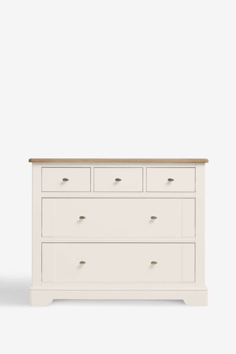 Chalk White Hampton Painted Oak Collection Luxe 5 Drawer Chest of Drawers - Image 2 of 10