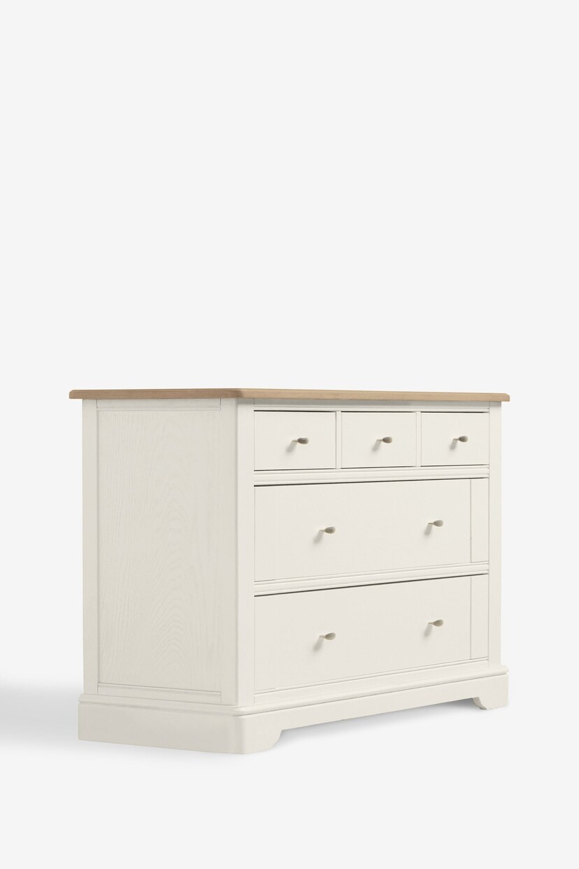 Chalk White Hampton Painted Oak Collection Luxe 5 Drawer Chest of Drawers - Image 3 of 10