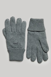 Superdry Grey Knitted Logo Gloves - Image 1 of 2