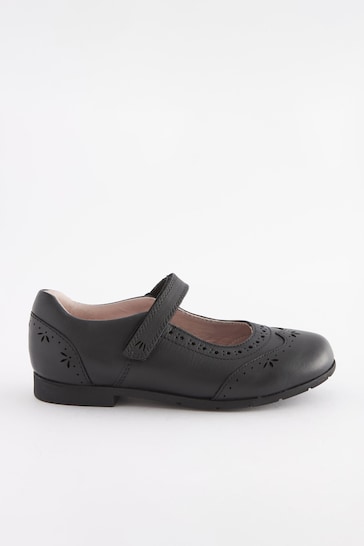 Black Standard Fit (F) Premium Leather Mary Janes