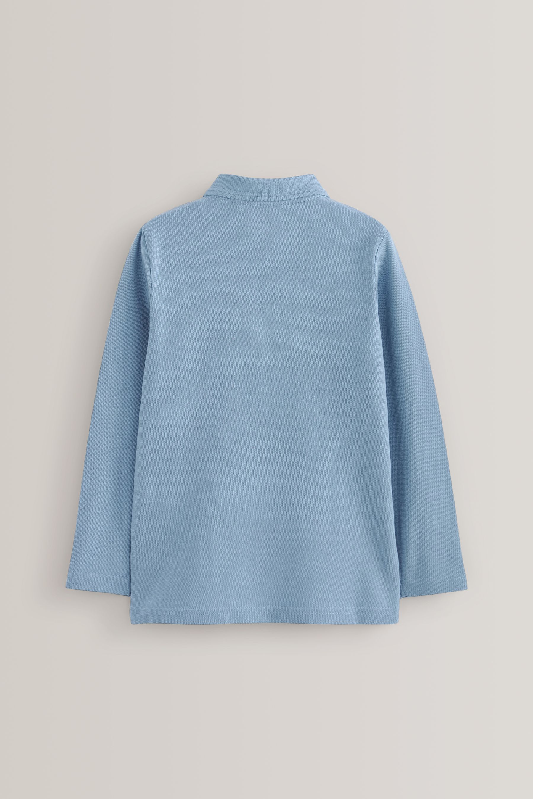 Long sleeve blue school polo shirts clearance