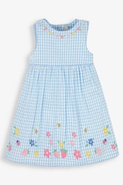 JoJo Maman Bébé Blue Gingham Strawberry Appliqué Dress - Image 3 of 5