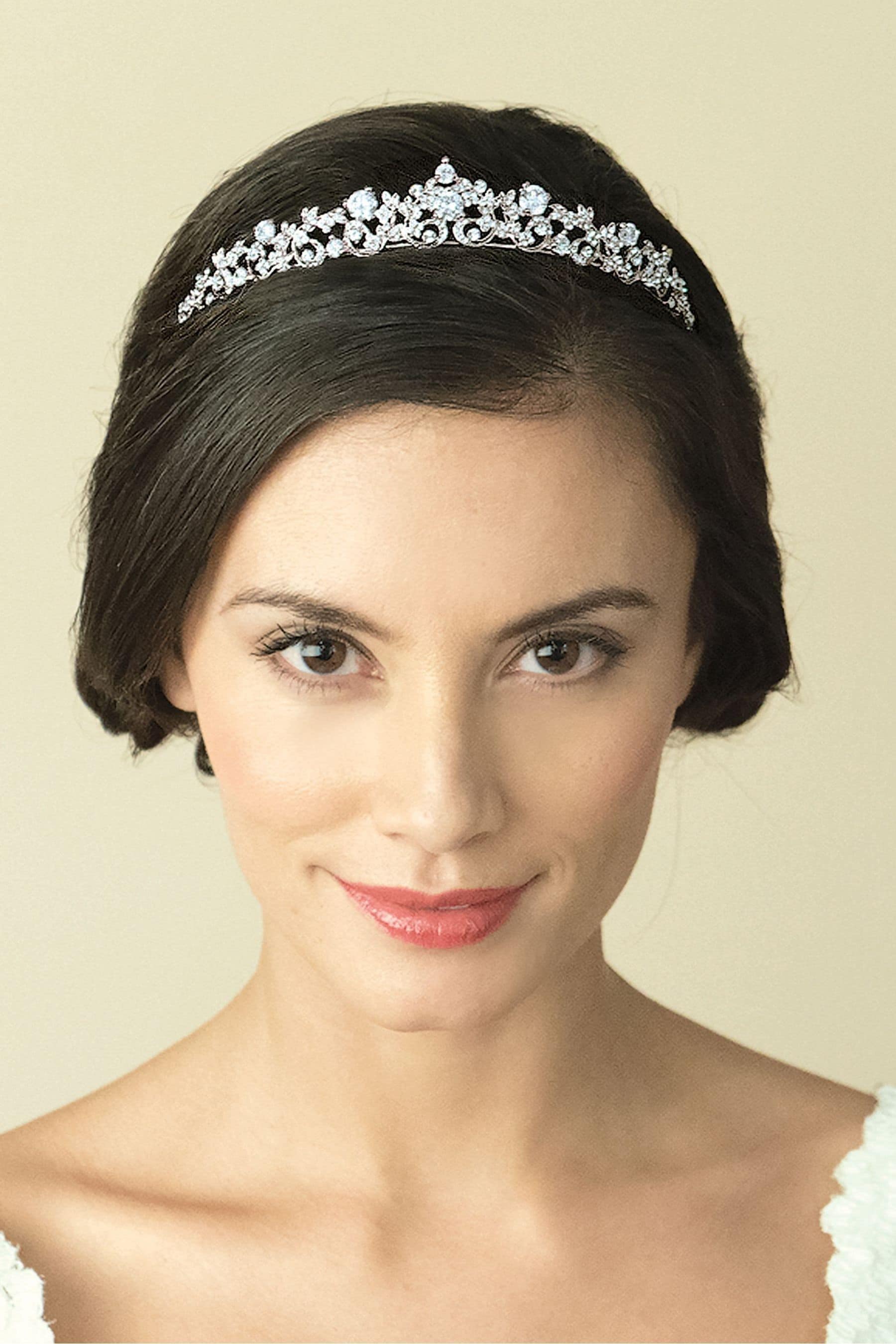 Ivory & Co Rhodium Clementine Dainty Crystal Vintage Style Tiara