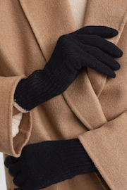 Reiss Black/Camel Hazel Wool Blend Contrast Trim Gloves - Image 2 of 3