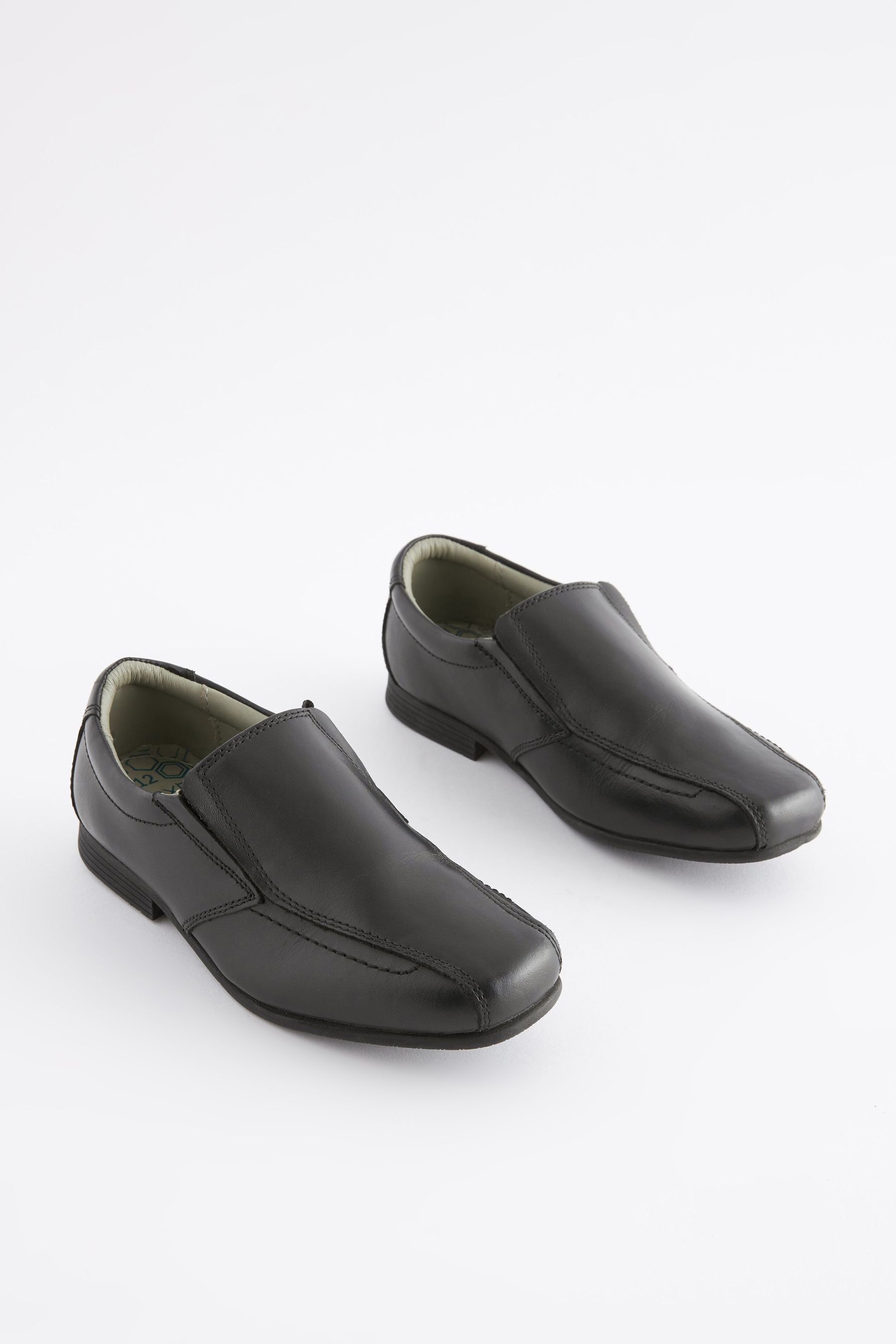 Black Standard Fit F School Leather Formal Loafers