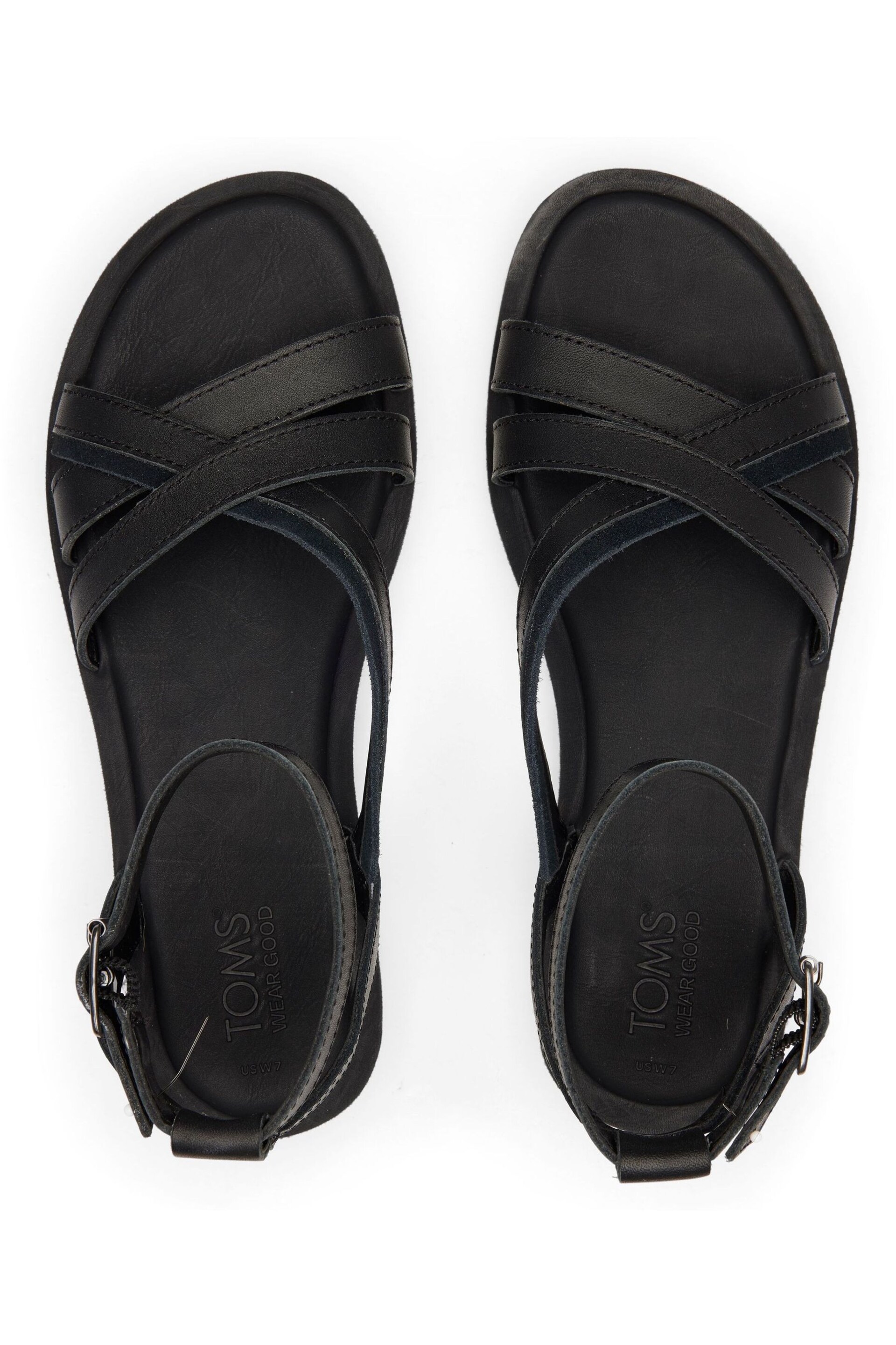 TOMS Rory Black Sandals In Leather And Suede - Image 4 of 5