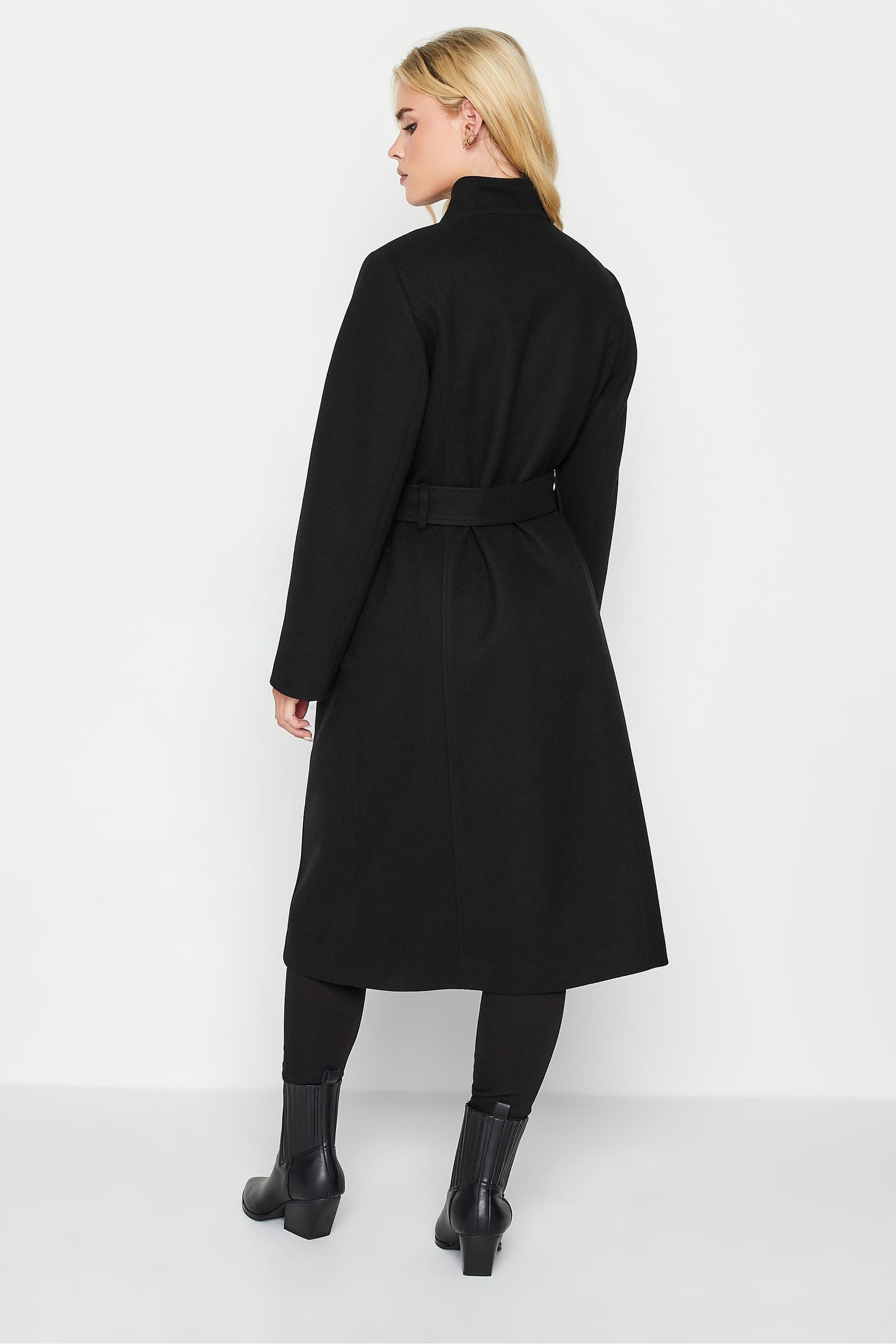 Black wrap coat petite 2025