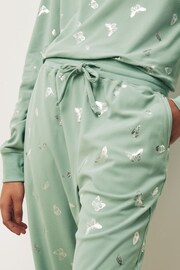 Sage Green Butterfly Foil Supersoft Cosy Pyjamas - Image 5 of 11