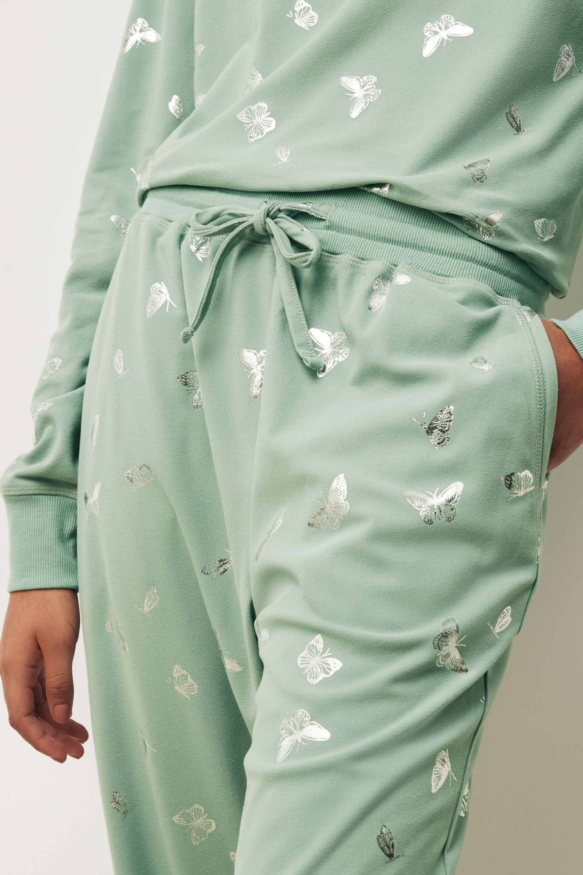 Sage Green Butterfly Foil Supersoft Cosy Pyjamas - Image 5 of 11