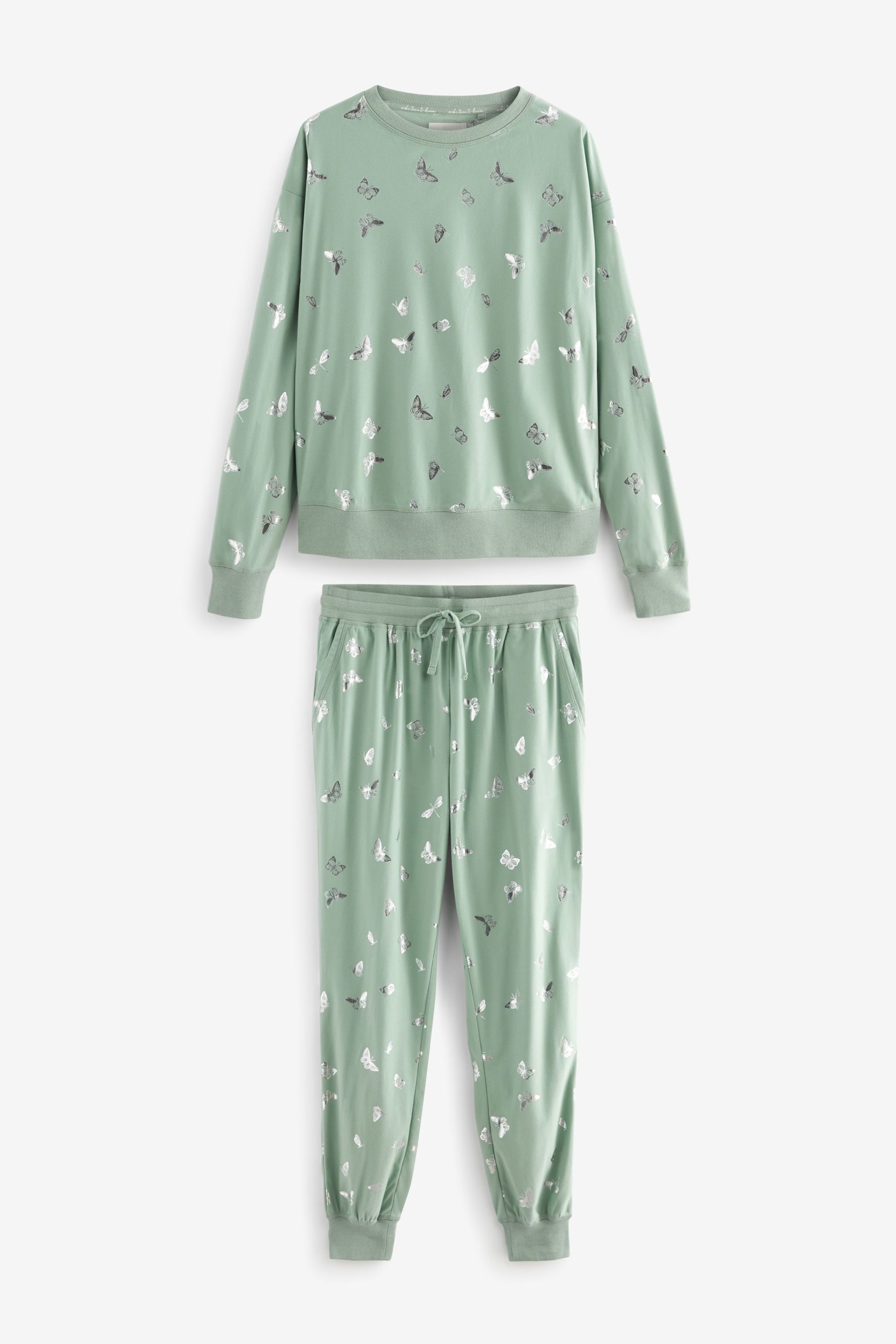 Sage Green Butterfly Foil Supersoft Cosy Pyjamas - Image 6 of 11