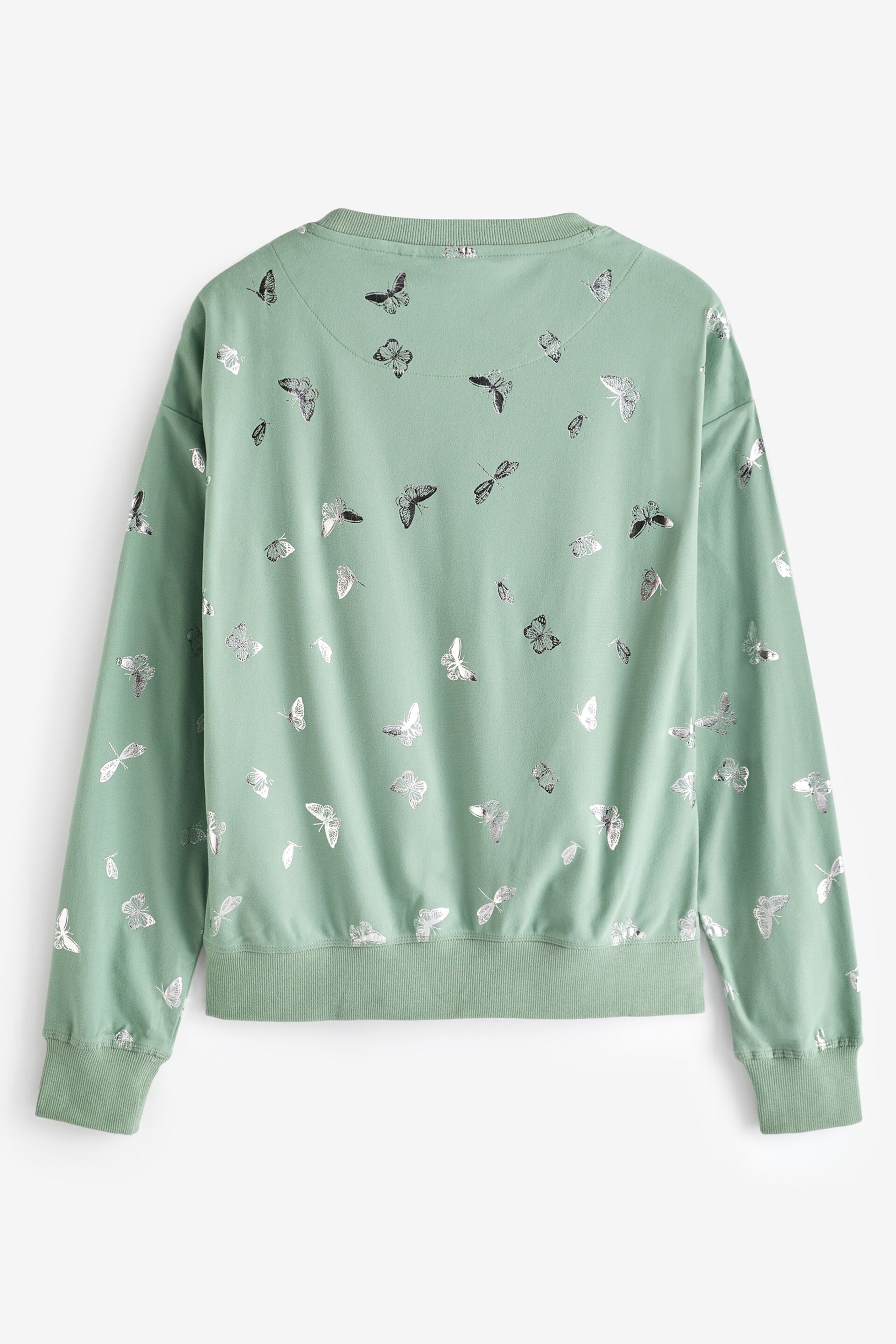 Sage Green Butterfly Foil Supersoft Cosy Pyjamas - Image 8 of 11