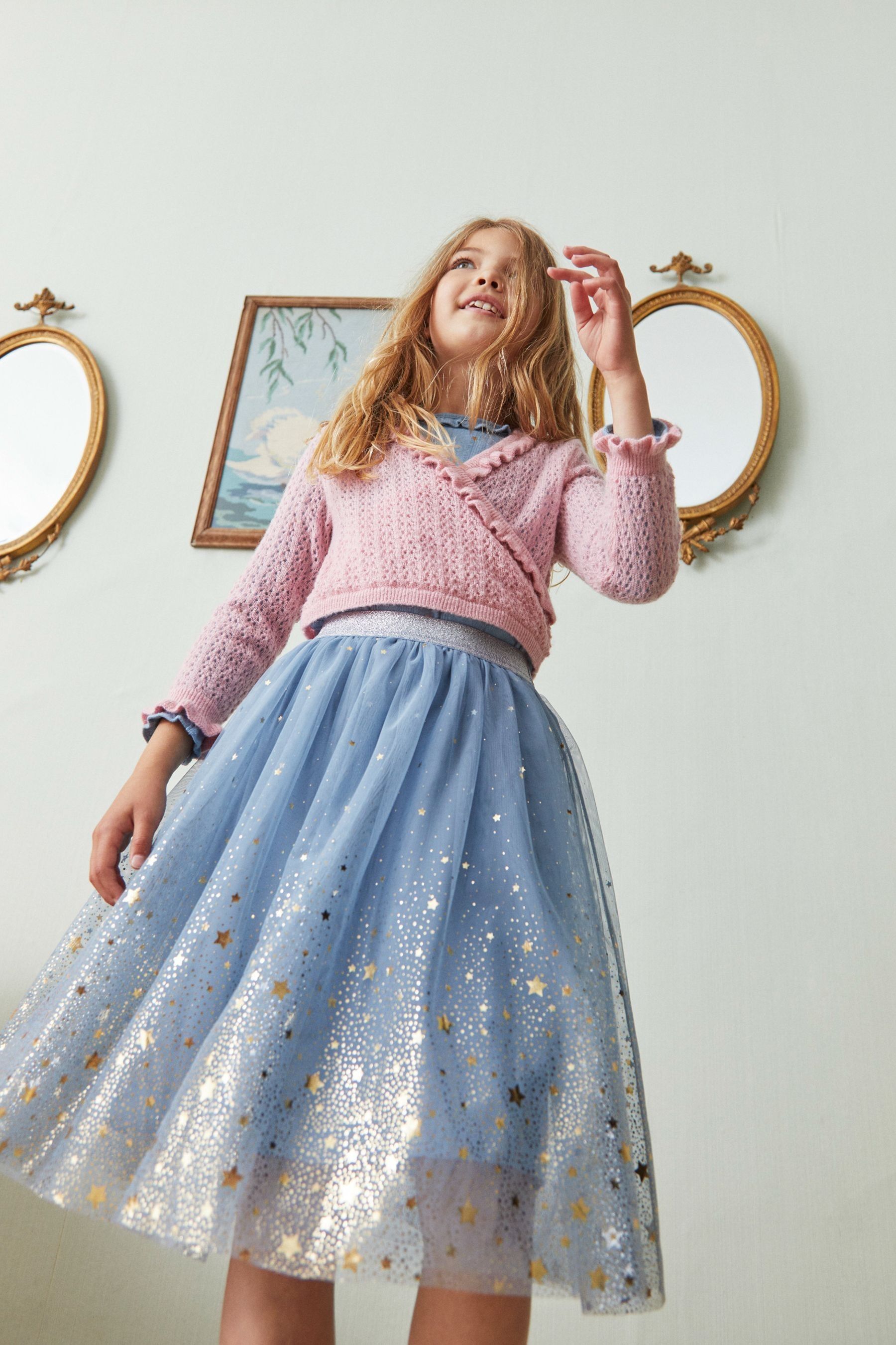 Buy Boden Blue Metallic Ombre Tulle Skirt from Next Ireland
