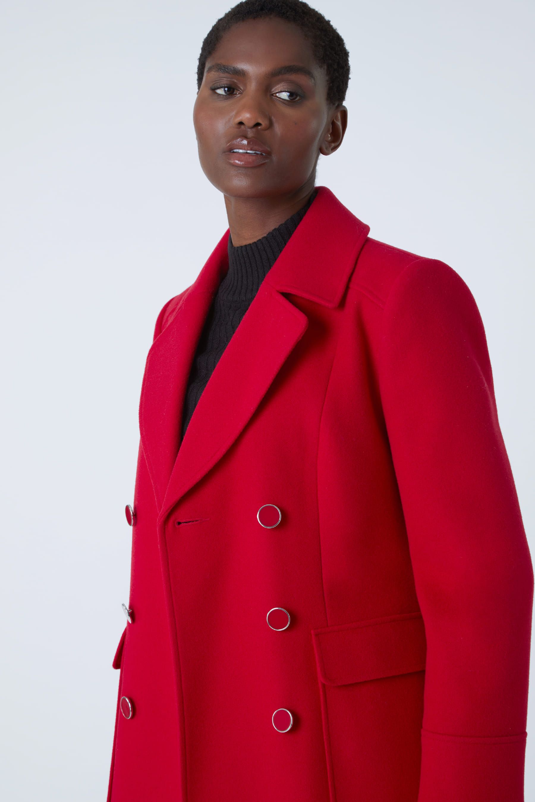 Red double breasted wool sale coat