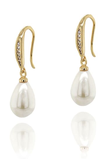Ivory & Co Gold Salford Crystal And Pearl Drop Earrings