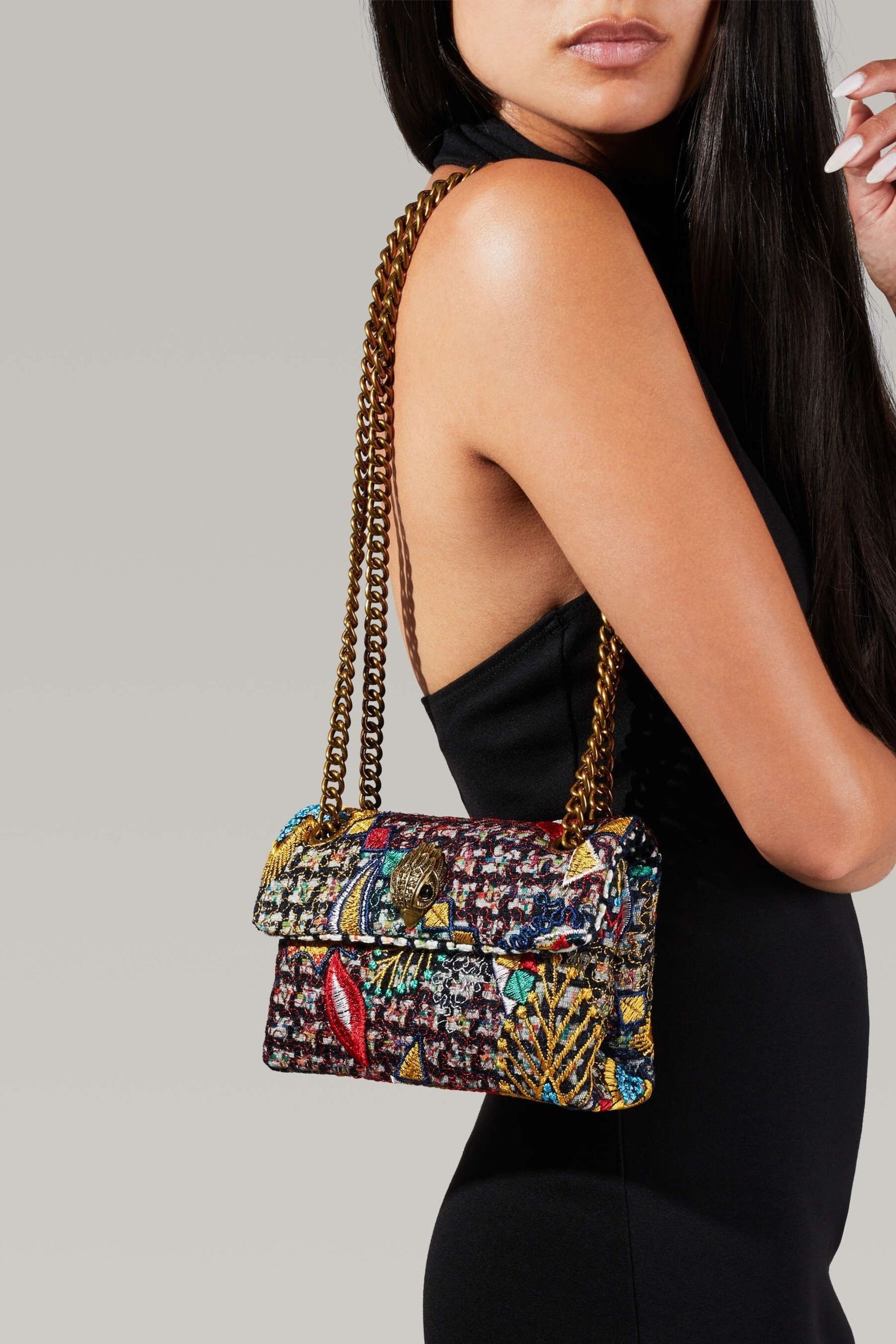 Kurt Geiger London Pink Tweed Mini Kensington Bag