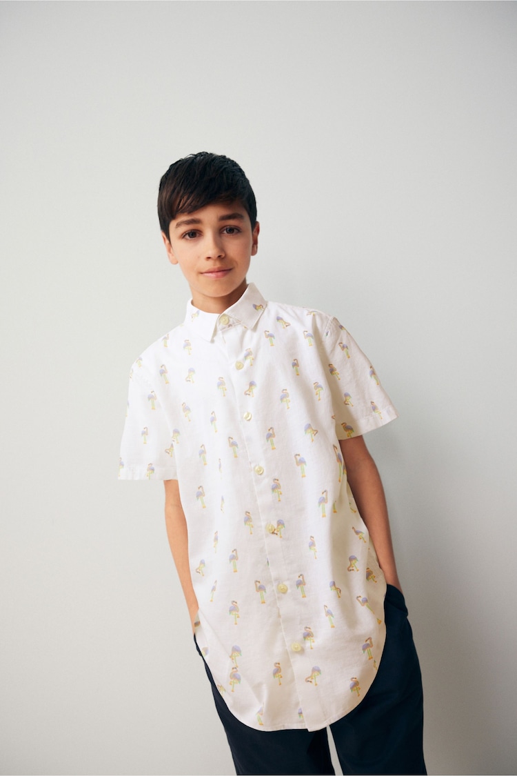 White 100% Cotton Short Sleeve Printed Shirt (3-16yrs) - Image 6 of 6