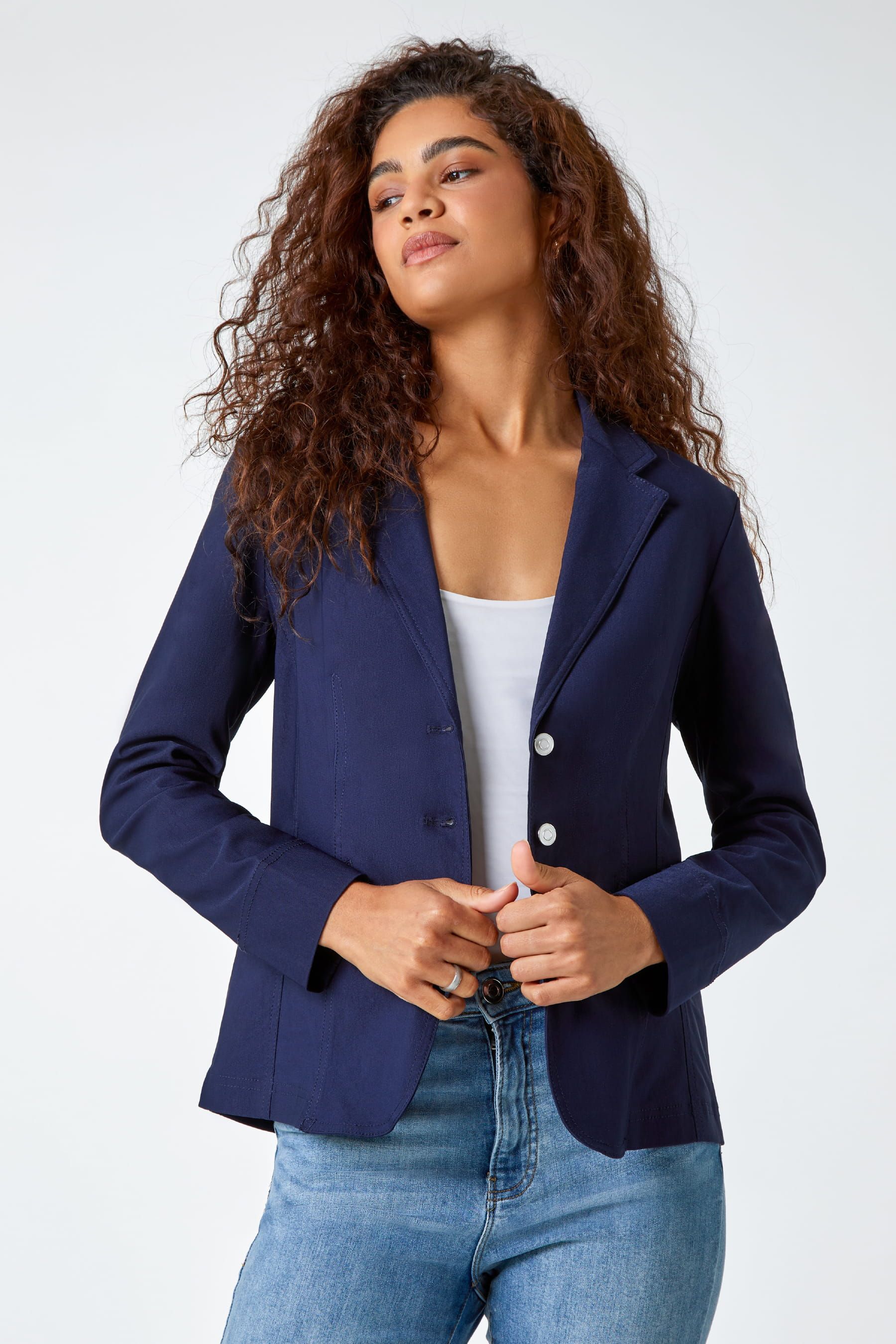 Womens blazer stretch cheap