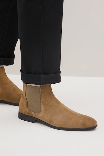 Taupe Suede Chelsea Boots
